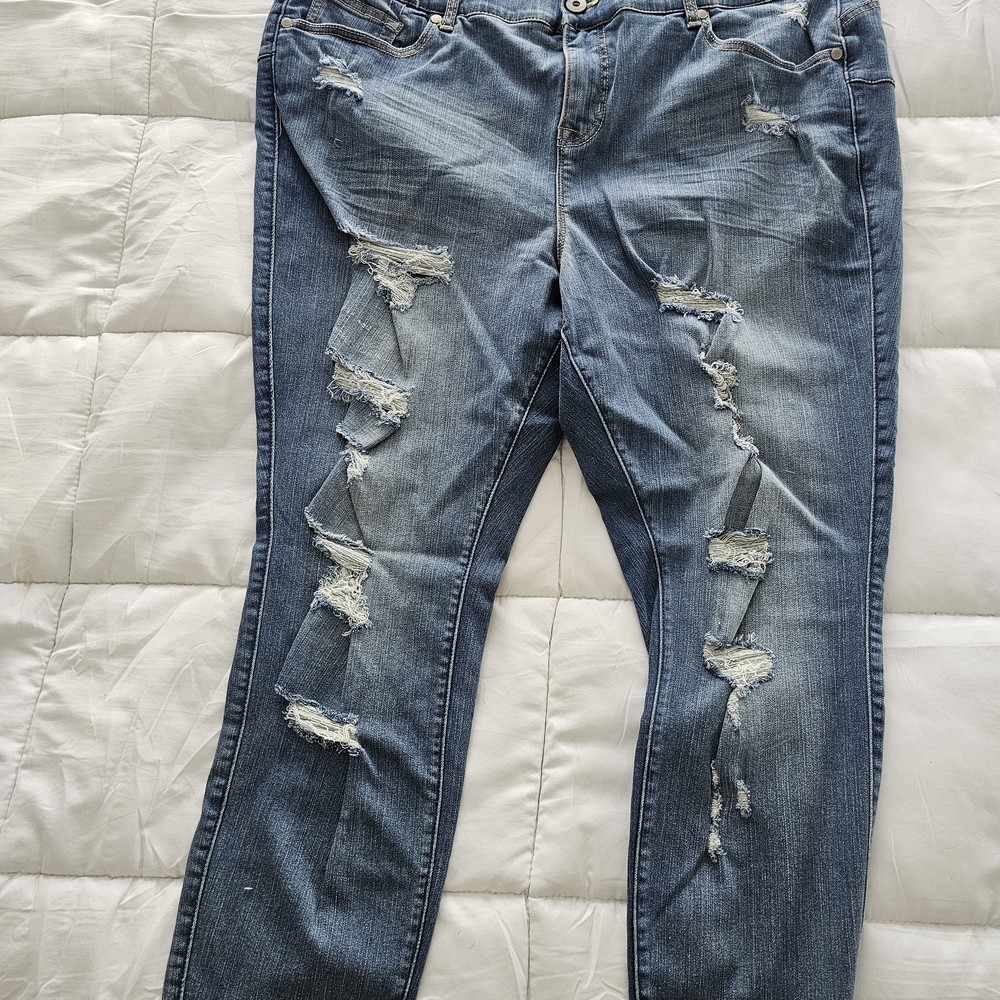 Torrid Distressed Skinny Jeans in Blue